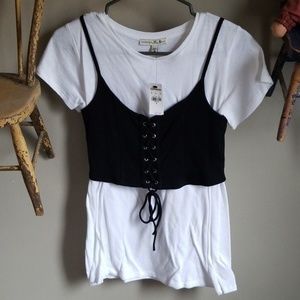 Express white and black t shirt NWT